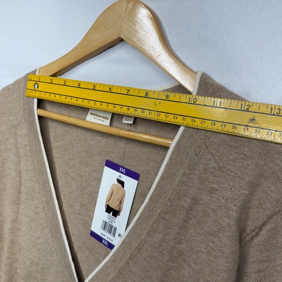 Scotch Soda Amsterdam Women's Beige Cardigan V Neck Button‎ Front Knit Size XXL - Picture 4 of 17